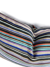 Load image into Gallery viewer, 13" x 20" Black, Silver, White, Purple, and Blue Épinglé Stripe Heavy Duty Velvet Lumbar Pillow Cover