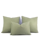 Load image into Gallery viewer, Kravet Check Out in the color Poolside Pillow Cover - 20" x 20" Aqua Check Pattern Outdoor Accent Pillow