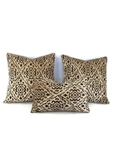 Load image into Gallery viewer, 12.5" x 19.5" Zimmer + Rohde Stimulation in the color 995 - Brown and Tan Velvet Diamond Pattern Cut Velvet Lumbar Pillow Cover