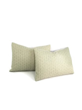 Load image into Gallery viewer, 13.5" x 20" Colefax and Fowler Wickford in Old Blue Lumbar Pillow Cover - Light Sea foam Blue and Ivory Diamond Patter Cushion Cover