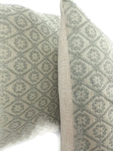 Load image into Gallery viewer, 13.5" x 20" Colefax and Fowler Wickford in Old Blue Lumbar Pillow Cover - Light Sea foam Blue and Ivory Diamond Patter Cushion Cover