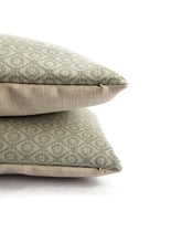 Load image into Gallery viewer, 13.5" x 20" Colefax and Fowler Wickford in Old Blue Lumbar Pillow Cover - Light Sea foam Blue and Ivory Diamond Patter Cushion Cover