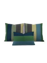 Load image into Gallery viewer, 13" x 20" Kravet Couture New Suit in the color Peacock Lumbar Pillow Cover - Wool Multi Stripe Handmade Rectangle Accent Cover