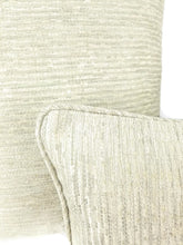 Load image into Gallery viewer, GP & J Baker Esker in Marble Self-Welt Pillow Cover - 20" x 20" Silver and Cream Stripe Texture Accent Cushion Pillow
