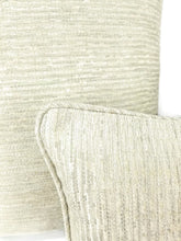 Load image into Gallery viewer, 13" x 20" GP & J Baker Esker in Marble Self-Welt Lumbar Pillow Cover - Silver and Cream Stripe Texture Rectangle Accent Cushion Pillow