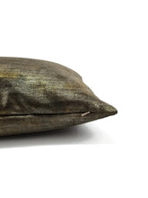 Load image into Gallery viewer, 13" x 22" Misia Paris Lumieres De Ville in Mordore Lumbar Pillow Cover - Brown Velvet Laminated Animal Skin Metallic Cushion Cover