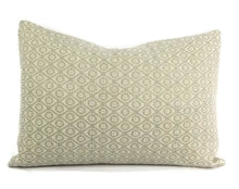 Load image into Gallery viewer, 13.5" x 20" Colefax and Fowler Wickford in Old Blue Lumbar Pillow Cover - Light Sea foam Blue and Ivory Diamond Patter Cushion Cover