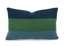 Load image into Gallery viewer, 13" x 20" Kravet Couture New Suit in the color Peacock Lumbar Pillow Cover - Wool Multi Stripe Handmade Rectangle Accent Cover