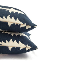 Load image into Gallery viewer, F. Schumacher Garden of Persia in Bleu Marine Pillow Cover - 20" x 20" Navy and Cream Floral Cushion Case