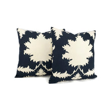 Load image into Gallery viewer, F. Schumacher Garden of Persia in Bleu Marine Pillow Cover - 20" x 20" Navy and Cream Floral Cushion Case