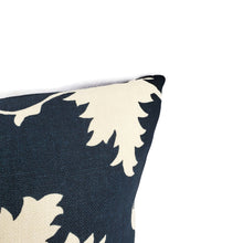 Load image into Gallery viewer, F. Schumacher Garden of Persia in Bleu Marine Pillow Cover - 20" x 20" Navy and Cream Floral Cushion Case