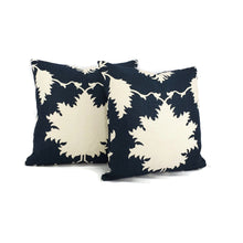 Load image into Gallery viewer, F. Schumacher Garden of Persia in Bleu Marine Pillow Cover - 20" x 20" Navy and Cream Floral Cushion Case