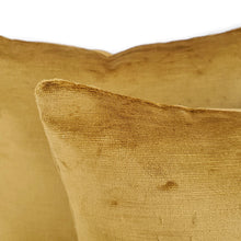 Load image into Gallery viewer, F. Schumacher Antique Linen Velvet in Gold Pillow Cover - Solid Gold Textured Stripe Velvet Cushion Cover