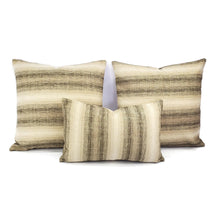 Load image into Gallery viewer, 12.5" x 20" Gray, Tan, and Cream Stripe Chenille Lumbar Pillow Cover - Gibbs Stripe in Vintage Rectangle Cushion Case