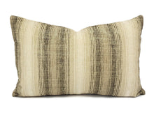 Load image into Gallery viewer, 12.5" x 20" Gray, Tan, and Cream Stripe Chenille Lumbar Pillow Cover - Gibbs Stripe in Vintage Rectangle Cushion Case