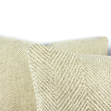 Load image into Gallery viewer, GP & J Baker Braddock in Oatmeal Pillow Cover - 20" x 20" Cream and Tan Herringbone Chenille Cushion Case
