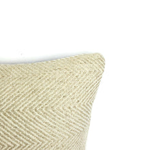 Load image into Gallery viewer, GP & J Baker Braddock in Oatmeal Lumbar Pillow Cover - 12" x 20" Cream and Tan Herringbone Chenille Rectangle Cushion Case