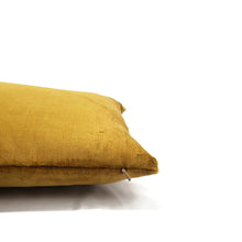 Load image into Gallery viewer, F. Schumacher Antique Linen Velvet in Gold Lumbar Pillow Cover - 12" x 20" Solid Gold Textured Stripe Velvet Cushion Cover