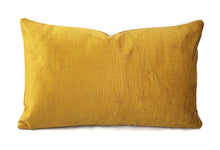 Load image into Gallery viewer, F. Schumacher Antique Linen Velvet in Gold Lumbar Pillow Cover - 12" x 20" Solid Gold Textured Stripe Velvet Cushion Cover