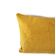 Load image into Gallery viewer, F. Schumacher Antique Linen Velvet in Gold Lumbar Pillow Cover - 12" x 20" Solid Gold Textured Stripe Velvet Cushion Cover