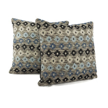 Load image into Gallery viewer, F. Schumacher Ayumi Performance in Blue Pillow Cover - 20" x 20" Navy Blue Diamond Woven Cushion Case