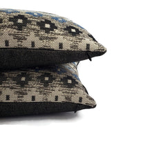 Load image into Gallery viewer, F. Schumacher Ayumi Performance in Blue Pillow Cover - 20" x 20" Navy Blue Diamond Woven Cushion Case