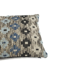 Load image into Gallery viewer, F. Schumacher Ayumi Performance in Blue Lumbar Pillow Cover - 11.5" x 20" Navy Blue Diamond Woven Rectangle Cushion Case