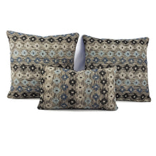 Load image into Gallery viewer, F. Schumacher Ayumi Performance in Blue Lumbar Pillow Cover - 11.5" x 20" Navy Blue Diamond Woven Rectangle Cushion Case