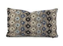 Load image into Gallery viewer, F. Schumacher Ayumi Performance in Blue Lumbar Pillow Cover - 11.5" x 20" Navy Blue Diamond Woven Rectangle Cushion Case