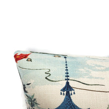 Load image into Gallery viewer, Kirin in Pearl Pillow Cover - Chinoiserie Asian Print in Navy Blue Cushion Case
