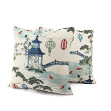 Load image into Gallery viewer, Kirin in Pearl Pillow Cover - Chinoiserie Asian Print in Navy Blue Cushion Case