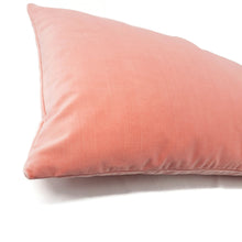 Load image into Gallery viewer, Kate Spade Light Bubble Gum Pink Velvet Lumbar Pillow Cover - Calmative in Persimmon Accent Rectangle Cushion Case