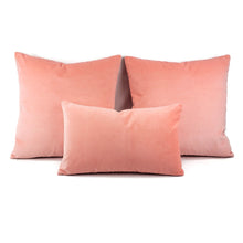 Load image into Gallery viewer, Kate Spade Light Bubble Gum Pink Velvet Lumbar Pillow Cover - Calmative in Persimmon Accent Rectangle Cushion Case
