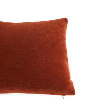 Load image into Gallery viewer, F. Schumacher San Carlo Mohair Velvet in Sienna Lumbar Pillow Cover - 12" x 20" Dark Rust Mohair Velvet Rectangle Cushion Case