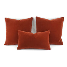 Load image into Gallery viewer, F. Schumacher San Carlo Mohair Velvet in Sienna Lumbar Pillow Cover - 12" x 20" Dark Rust Mohair Velvet Rectangle Cushion Case