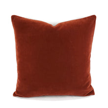 Load image into Gallery viewer, F. Schumacher San Carlo Mohair Velvet in Sienna Pillow Cover - 20" x 20" Dark Rust Mohair Velvet Cushion Case