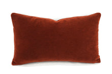 Load image into Gallery viewer, F. Schumacher San Carlo Mohair Velvet in Sienna Lumbar Pillow Cover - 12" x 20" Dark Rust Mohair Velvet Rectangle Cushion Case