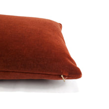 Load image into Gallery viewer, F. Schumacher San Carlo Mohair Velvet in Sienna Lumbar Pillow Cover - 12" x 20" Dark Rust Mohair Velvet Rectangle Cushion Case