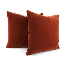 Load image into Gallery viewer, F. Schumacher San Carlo Mohair Velvet in Sienna Pillow Cover - 20" x 20" Dark Rust Mohair Velvet Cushion Case