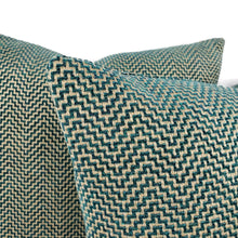 Load image into Gallery viewer, GP & J Baker GLANVILLE in Teal Pillow Cover - 20" x 20" Teal and Gray Geometric Weave Cushion Case