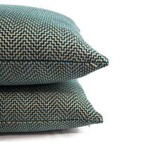 Load image into Gallery viewer, GP & J Baker GLANVILLE in Teal Pillow Cover - 20" x 20" Teal and Gray Geometric Weave Cushion Case