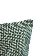 Load image into Gallery viewer, GP & J Baker GLANVILLE in Teal Lumbar Pillow Cover - 12" x 20" Teal and Gray Geometric Weave Cushion Case