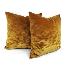 Load image into Gallery viewer, Kravet CHIC VELOUR in Antique Gold Velvet Pillow Cover - 20" x 20" Silky Plush Gold Velvet Cushion Case