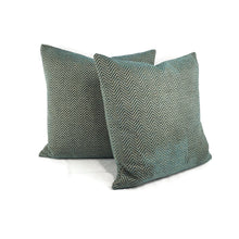 Load image into Gallery viewer, GP & J Baker GLANVILLE in Teal Pillow Cover - 20" x 20" Teal and Gray Geometric Weave Cushion Case