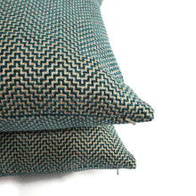 Load image into Gallery viewer, GP & J Baker GLANVILLE in Teal Pillow Cover - 20" x 20" Teal and Gray Geometric Weave Cushion Case