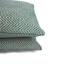 Load image into Gallery viewer, GP & J Baker GLANVILLE in Teal Lumbar Pillow Cover - 12" x 20" Teal and Gray Geometric Weave Cushion Case