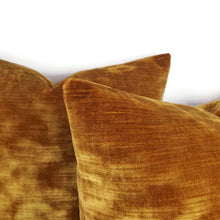 Load image into Gallery viewer, Kravet CHIC VELOUR in Antique Gold Velvet Pillow Cover - 20" x 20" Silky Plush Gold Velvet Cushion Case