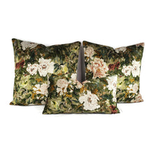 Load image into Gallery viewer, GP & J Baker ORIENTAL GARGEN in Mole Lumbar Pillow Cover - 11" x 20" Floral Printed Velvet Cushion Case