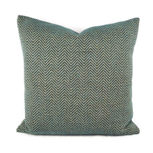 Load image into Gallery viewer, GP & J Baker GLANVILLE in Teal Pillow Cover - 20" x 20" Teal and Gray Geometric Weave Cushion Case