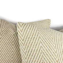 Load image into Gallery viewer, Kravet Bow Herringbone in Sand Pillow Cover - 20" x 20" Tan and White Chevron Woven Pattern Cushion Case